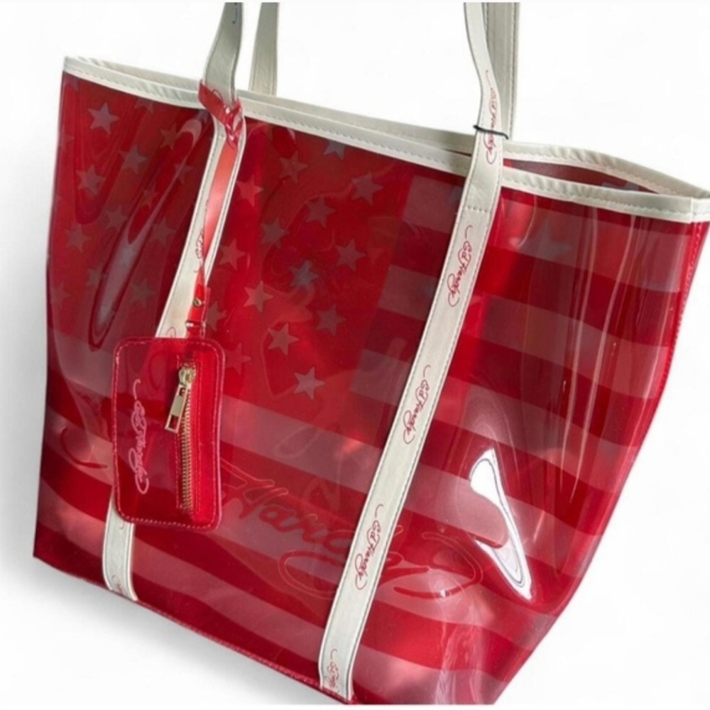 SEXYY Red Ed Hardy Beach Summer Tote American Flag NWT